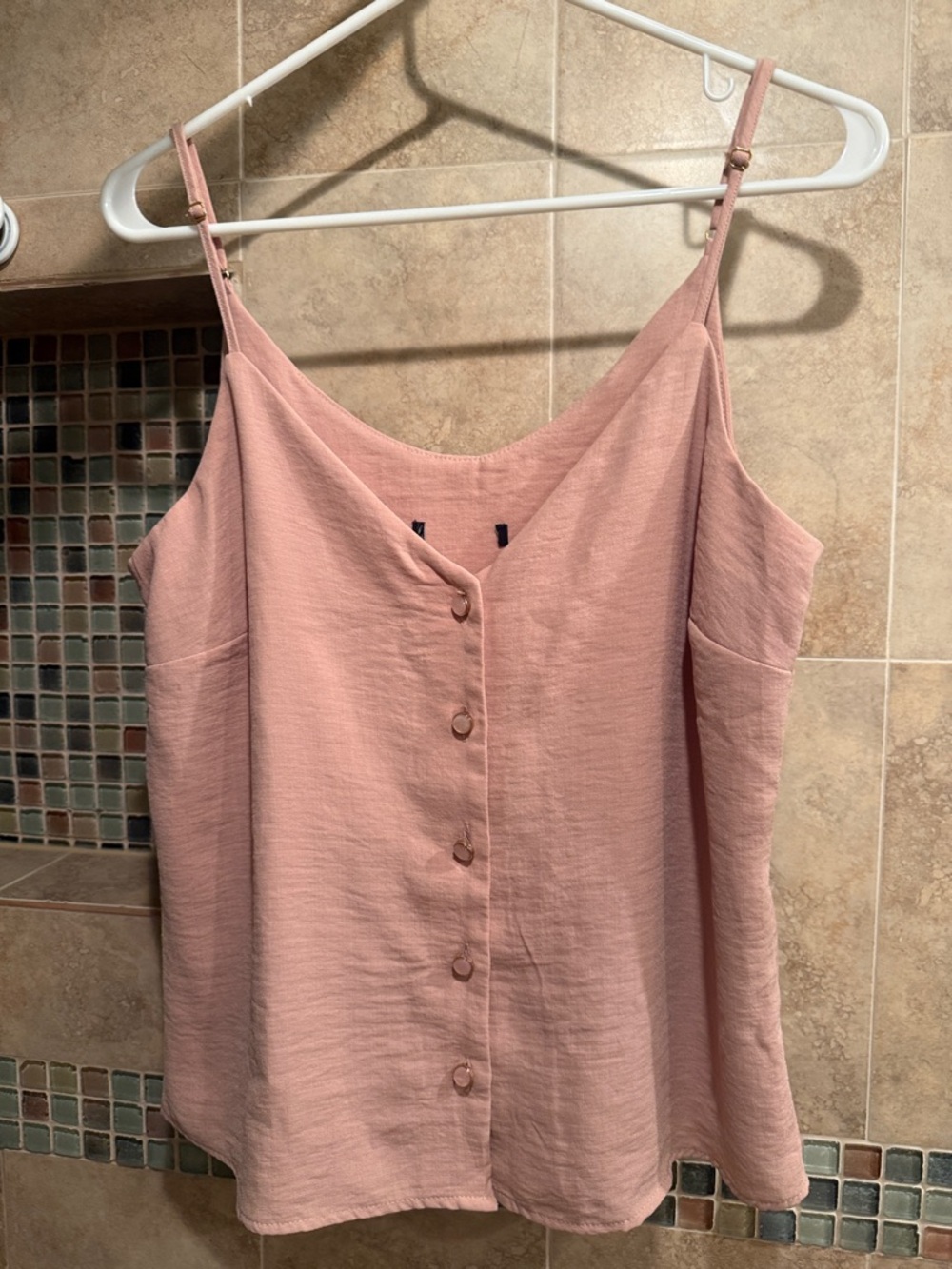 Light Pink Button-Front Spaghetti Strap Cami